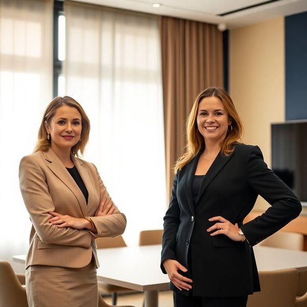 Doi consilieri profesionali într-o sală de consiliu modernă din București